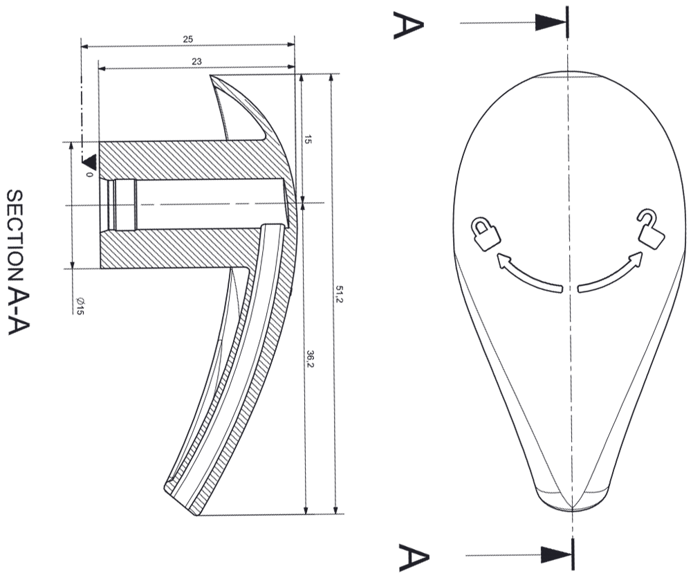 technical drawing of the pump actuator