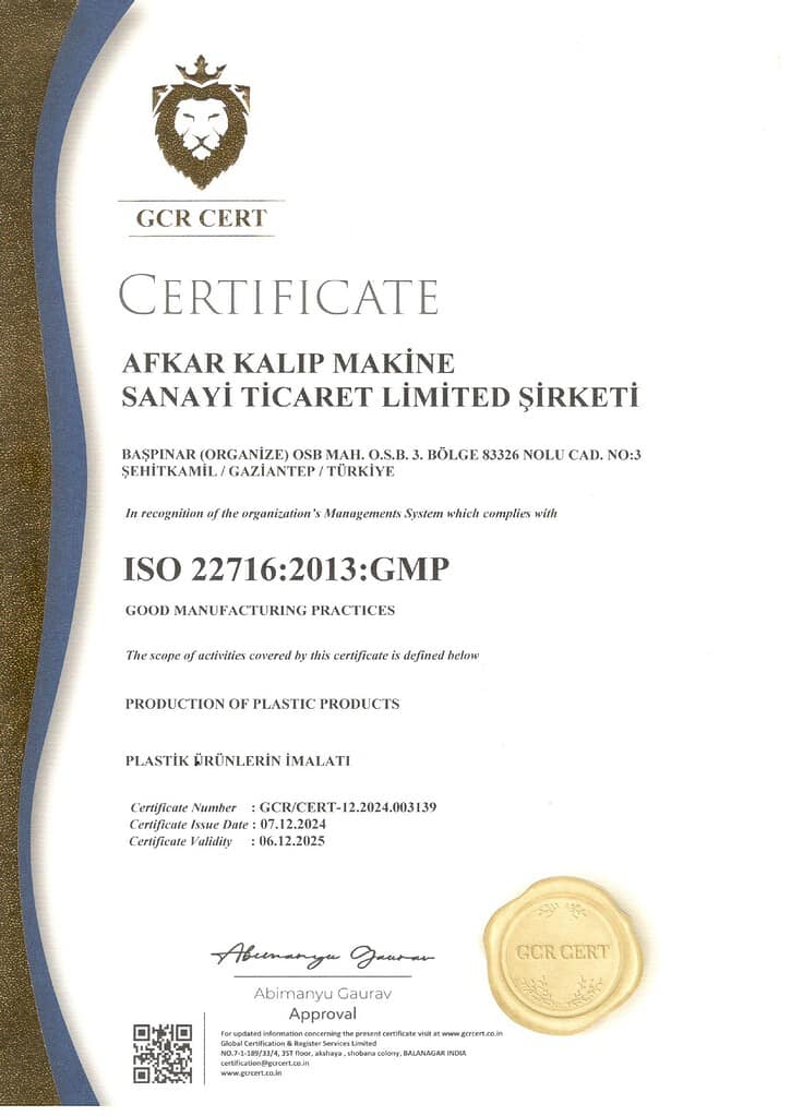 ISO GMP certificate-Afkar